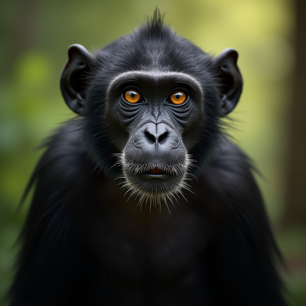 A photorealistic portrait of a Bonobo in its natural habitat