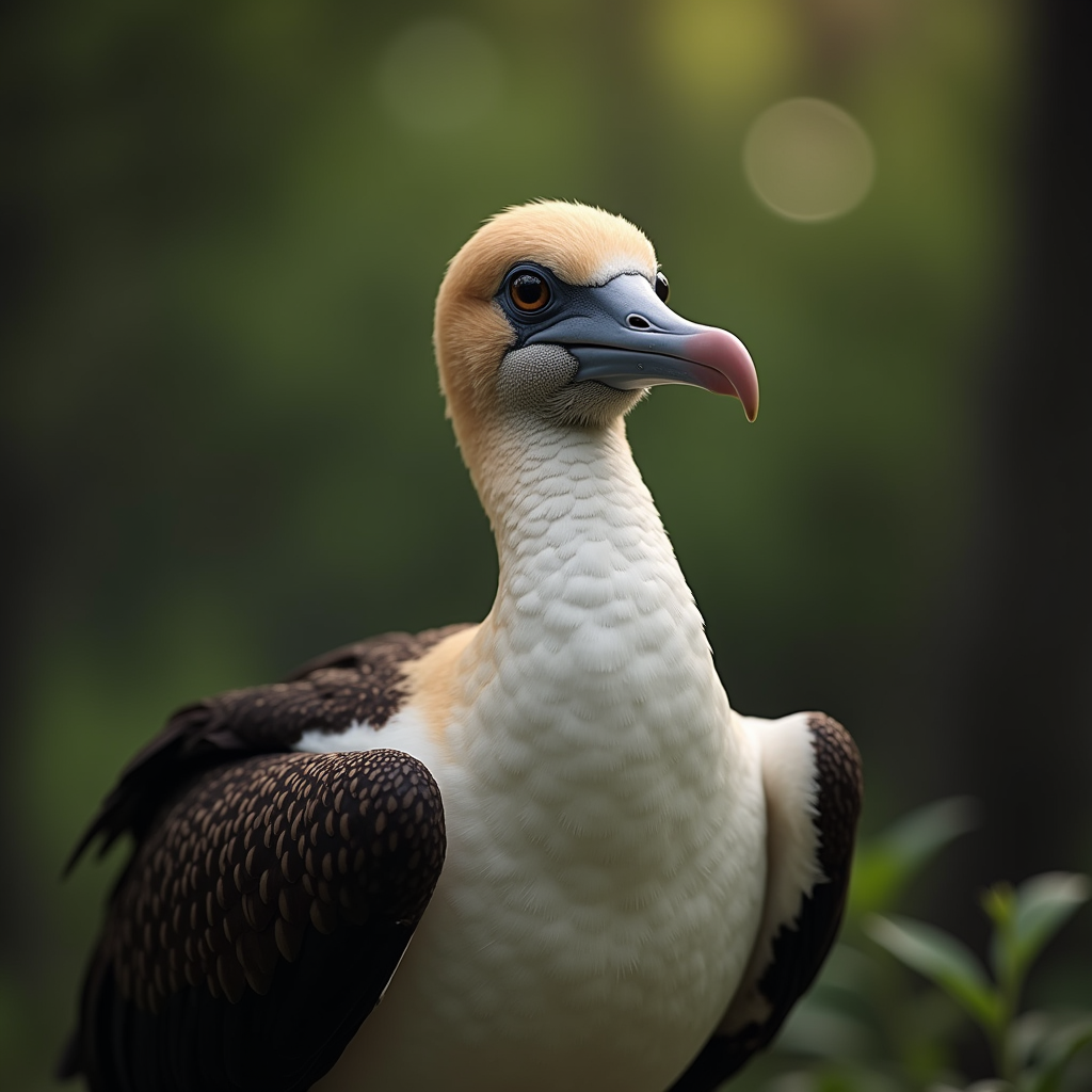 A photorealistic portrait of a Booby in its natural habitat
