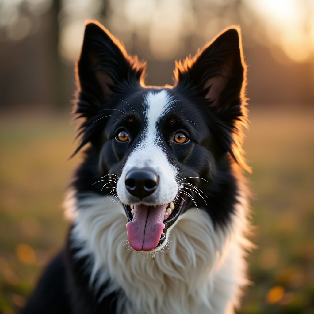 A photorealistic portrait of a Border Collie in its natural habitat