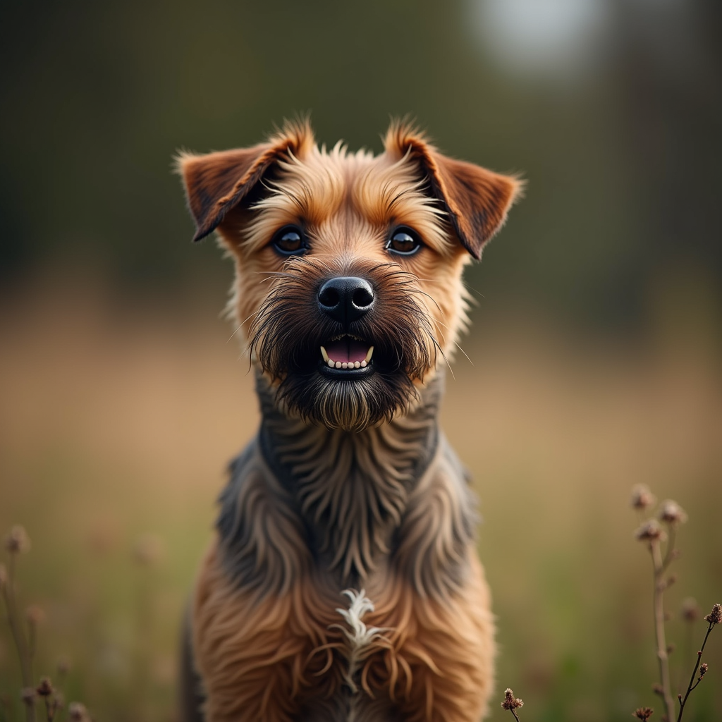 A photorealistic portrait of a Border Terrier in its natural habitat