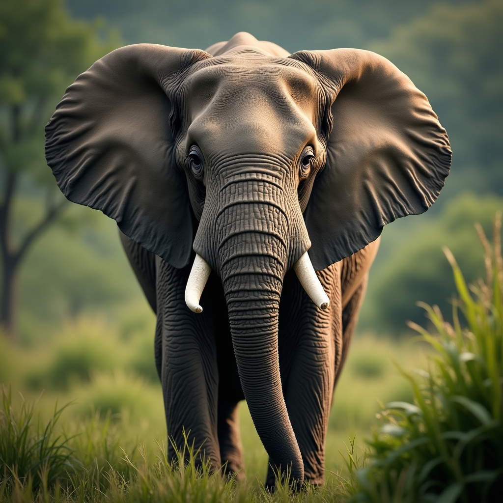 A photorealistic portrait of a Borneo Elephant in its natural habitat