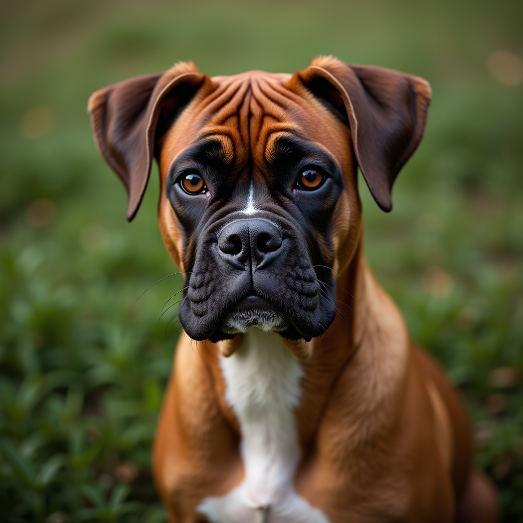 A photorealistic portrait of a Boxer Dog in its natural habitat