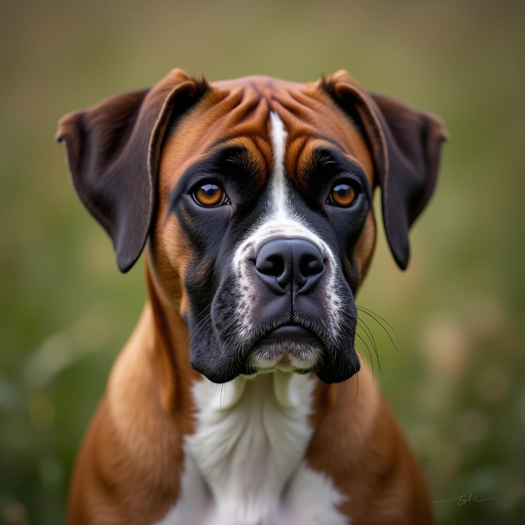 A photorealistic portrait of a Boxer Dog in its natural habitat
