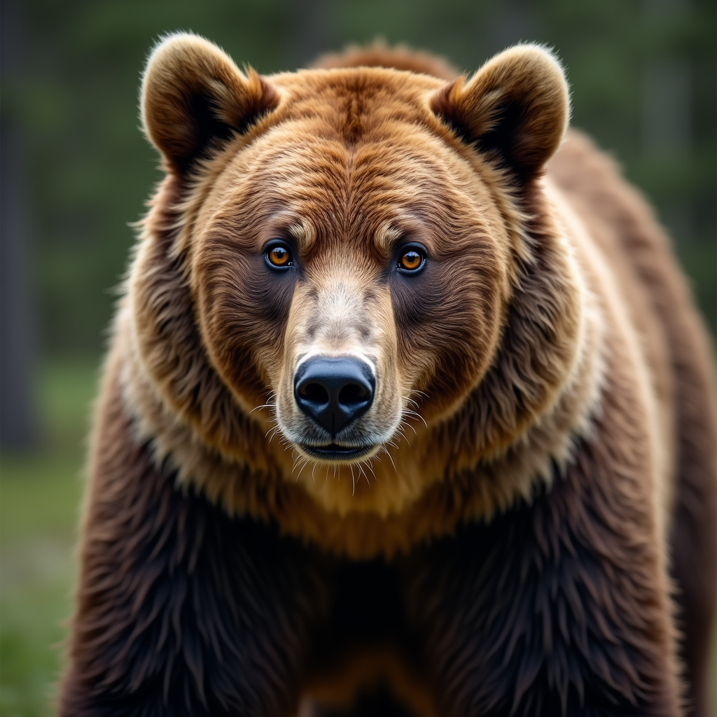 A photorealistic portrait of a Brown Bear in its natural habitat