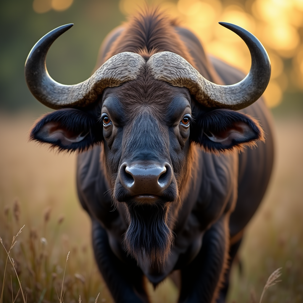 A photorealistic portrait of a Buffalo in its natural habitat