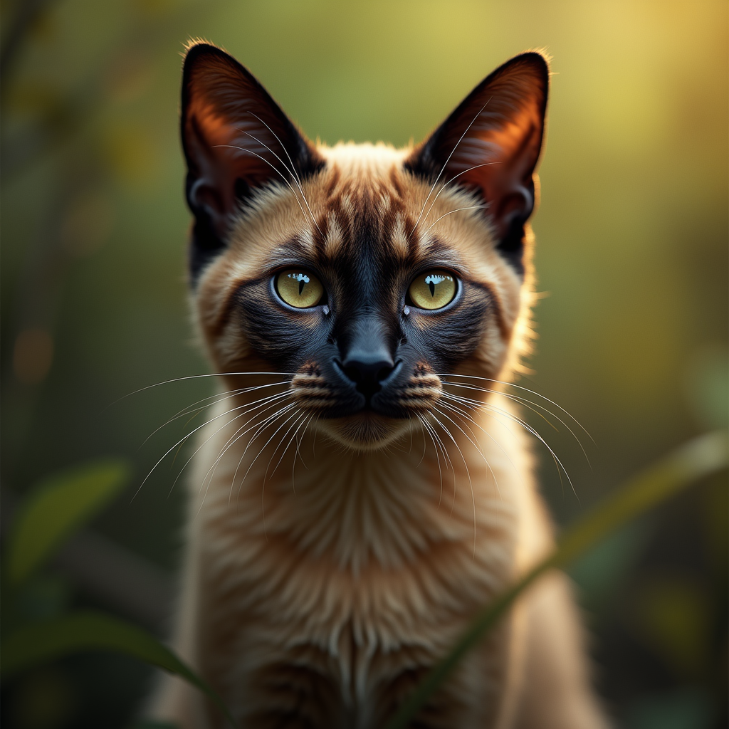 A photorealistic portrait of a Burmese in its natural habitat