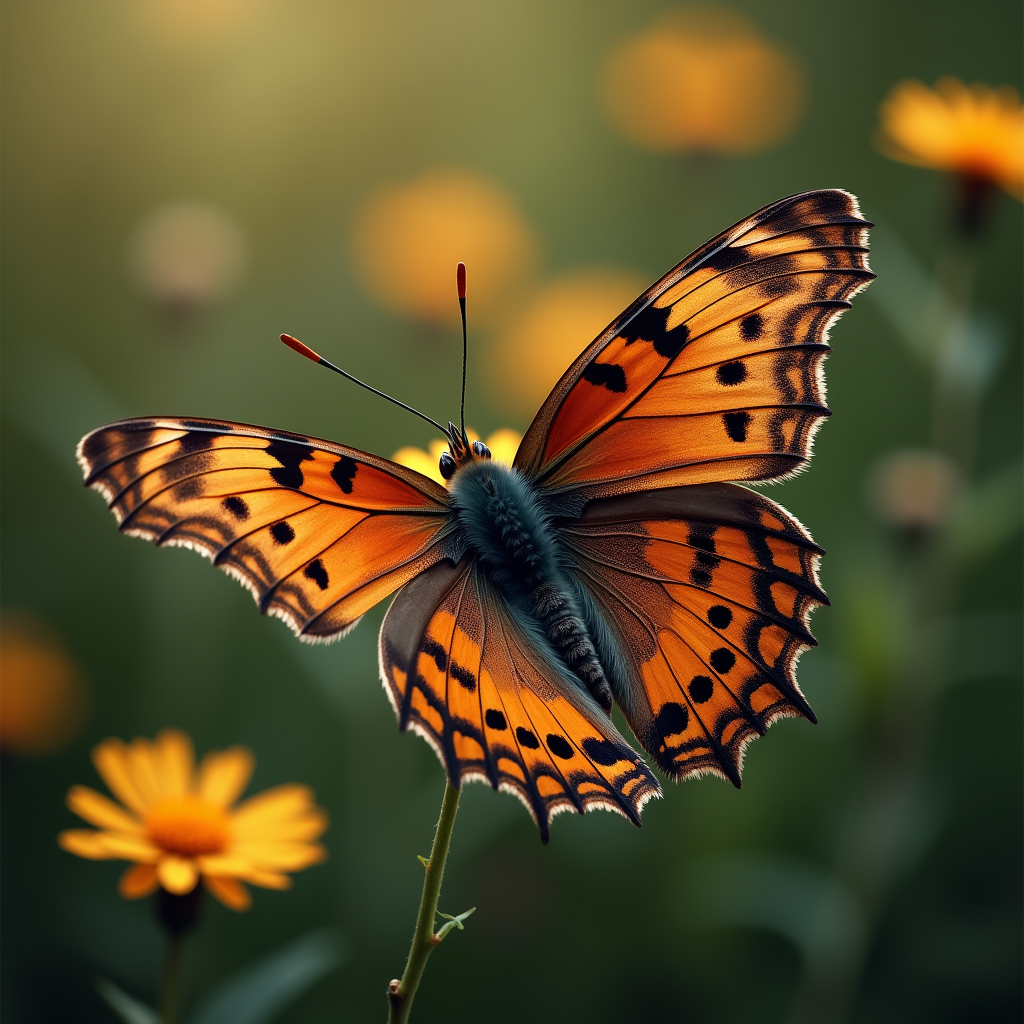 A photorealistic portrait of a Butterfly in its natural habitat
