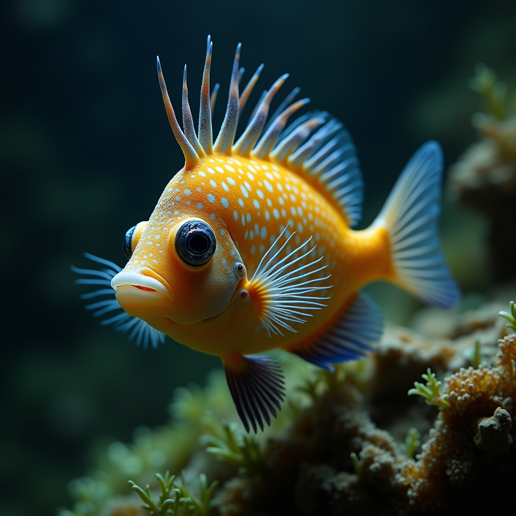 A photorealistic portrait of a Butterfly Fish in its natural habitat