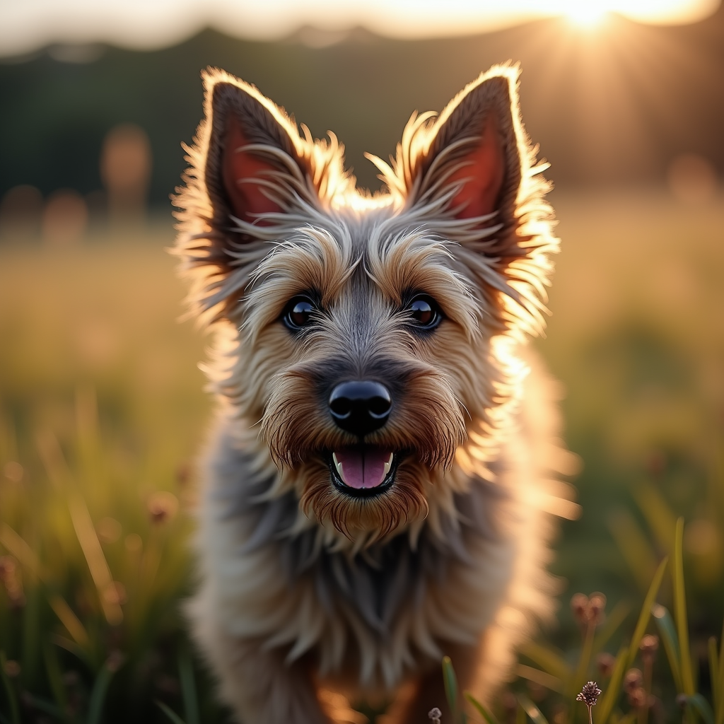 A photorealistic portrait of a Cairn Terrier in its natural habitat