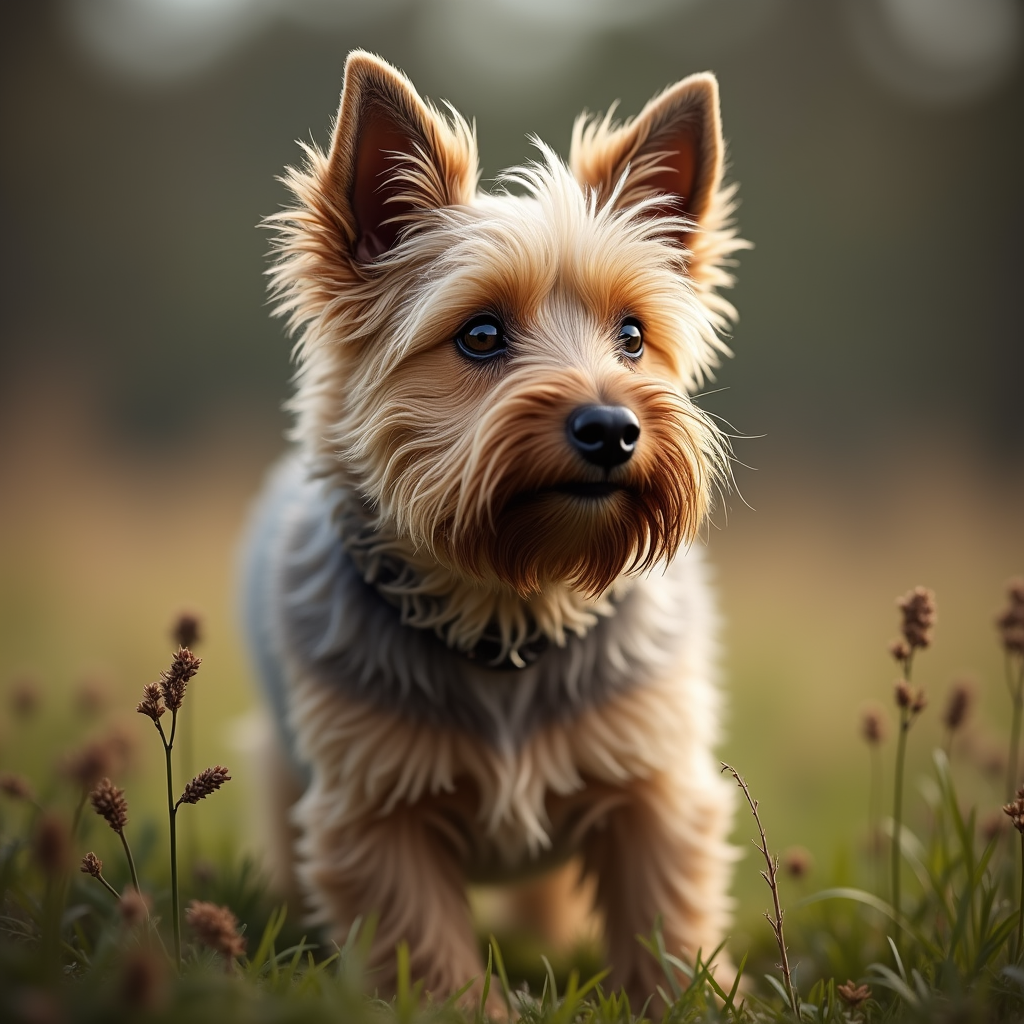 A photorealistic portrait of a Cairn Terrier in its natural habitat