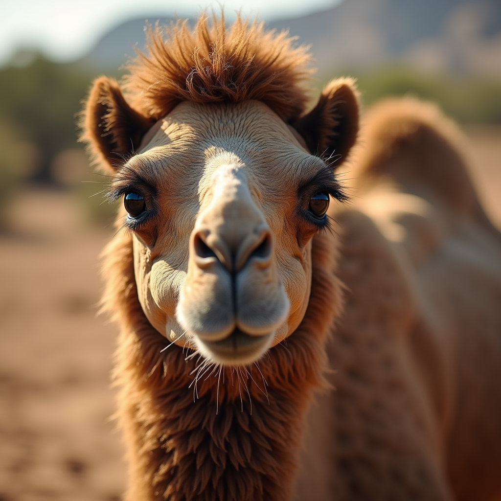 A photorealistic portrait of a Camel in its natural habitat