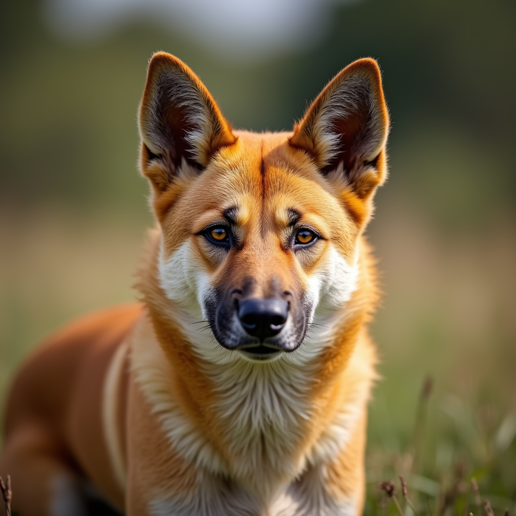 A photorealistic portrait of a Canaan Dog in its natural habitat