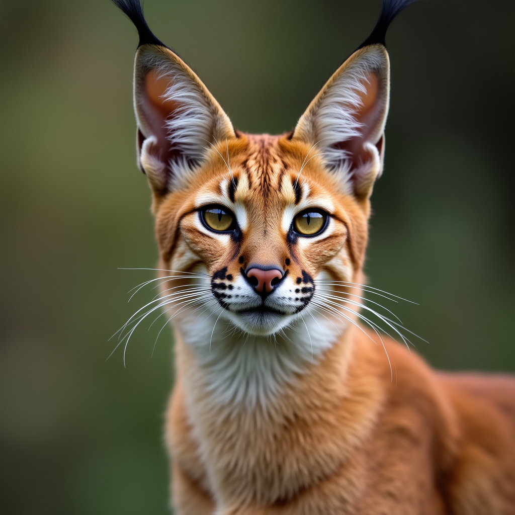 A photorealistic portrait of a Caracal in its natural habitat