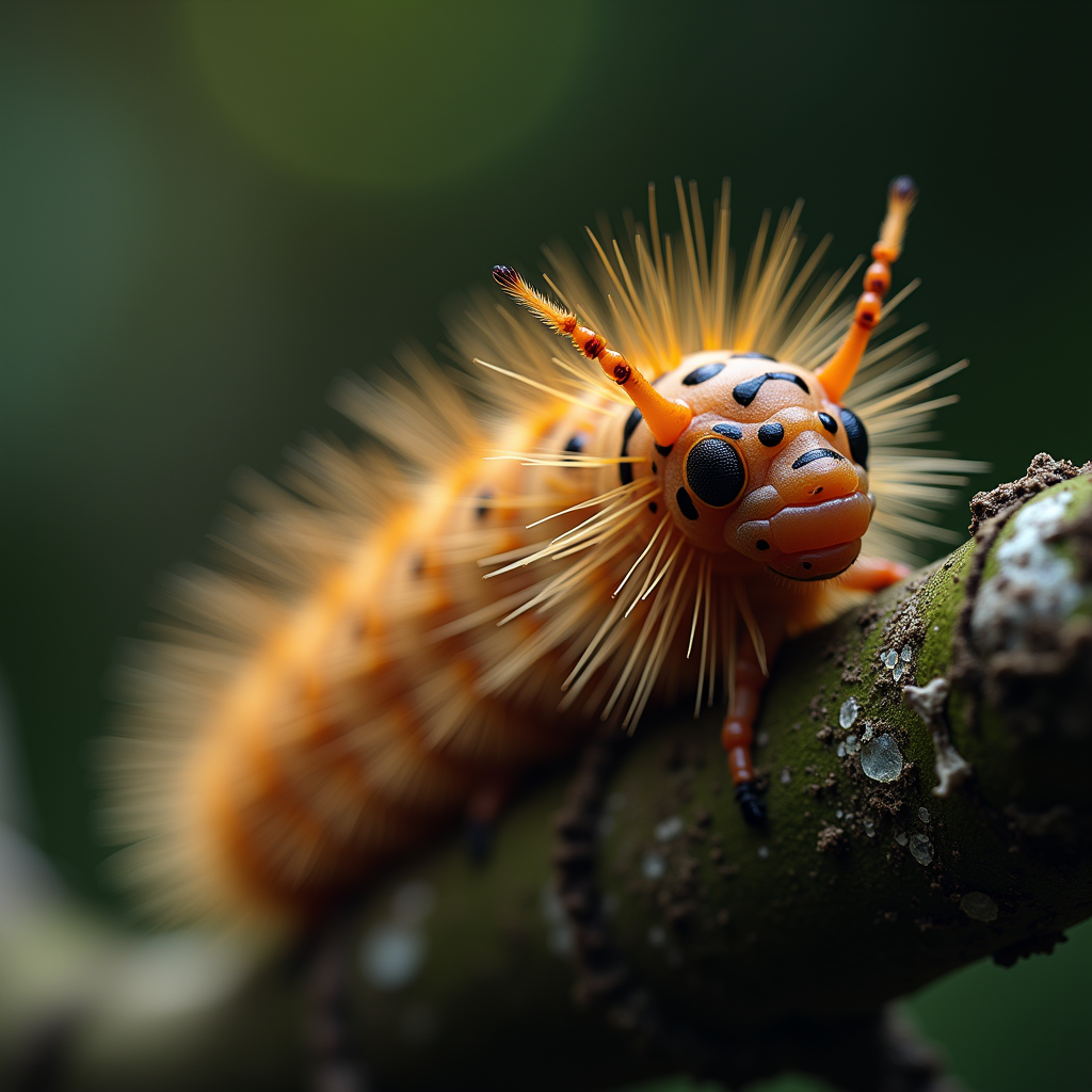 A photorealistic portrait of a Caterpillar in its natural habitat