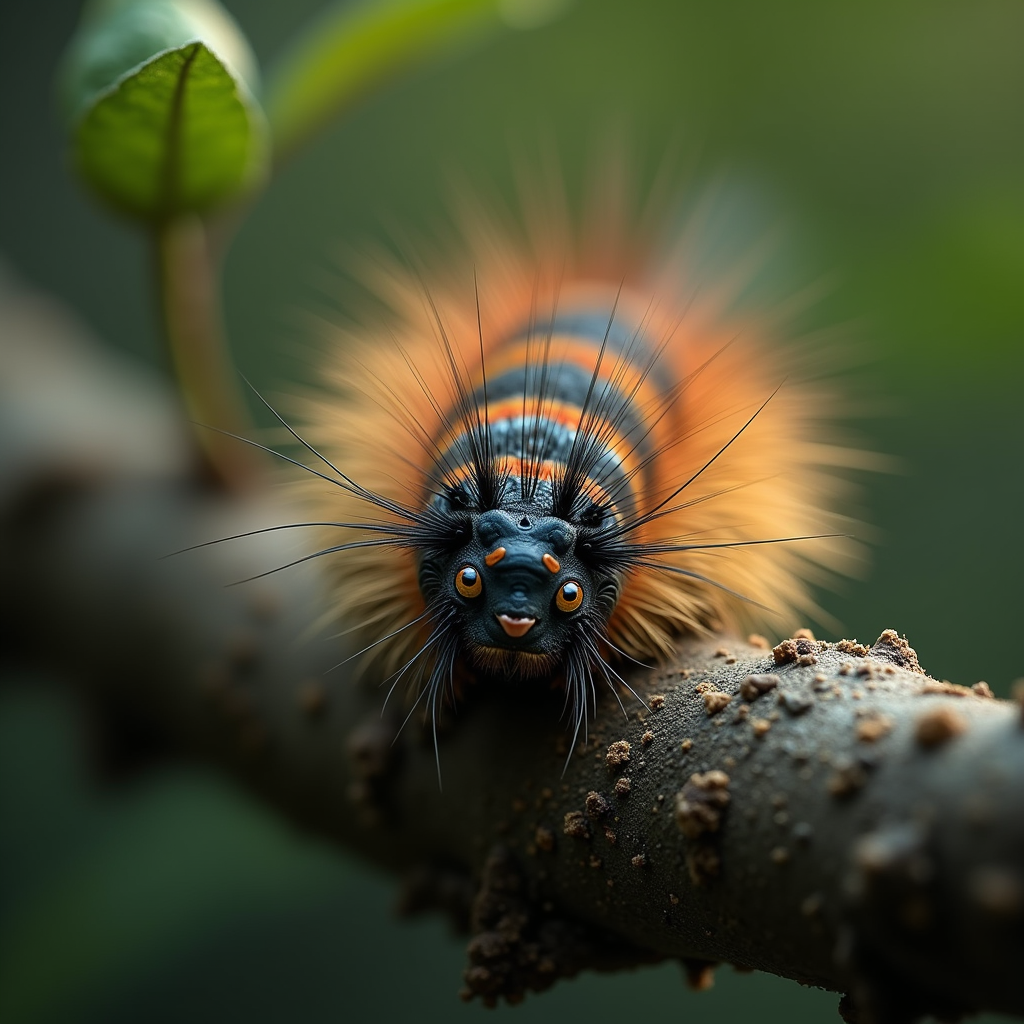 A photorealistic portrait of a Caterpillar in its natural habitat