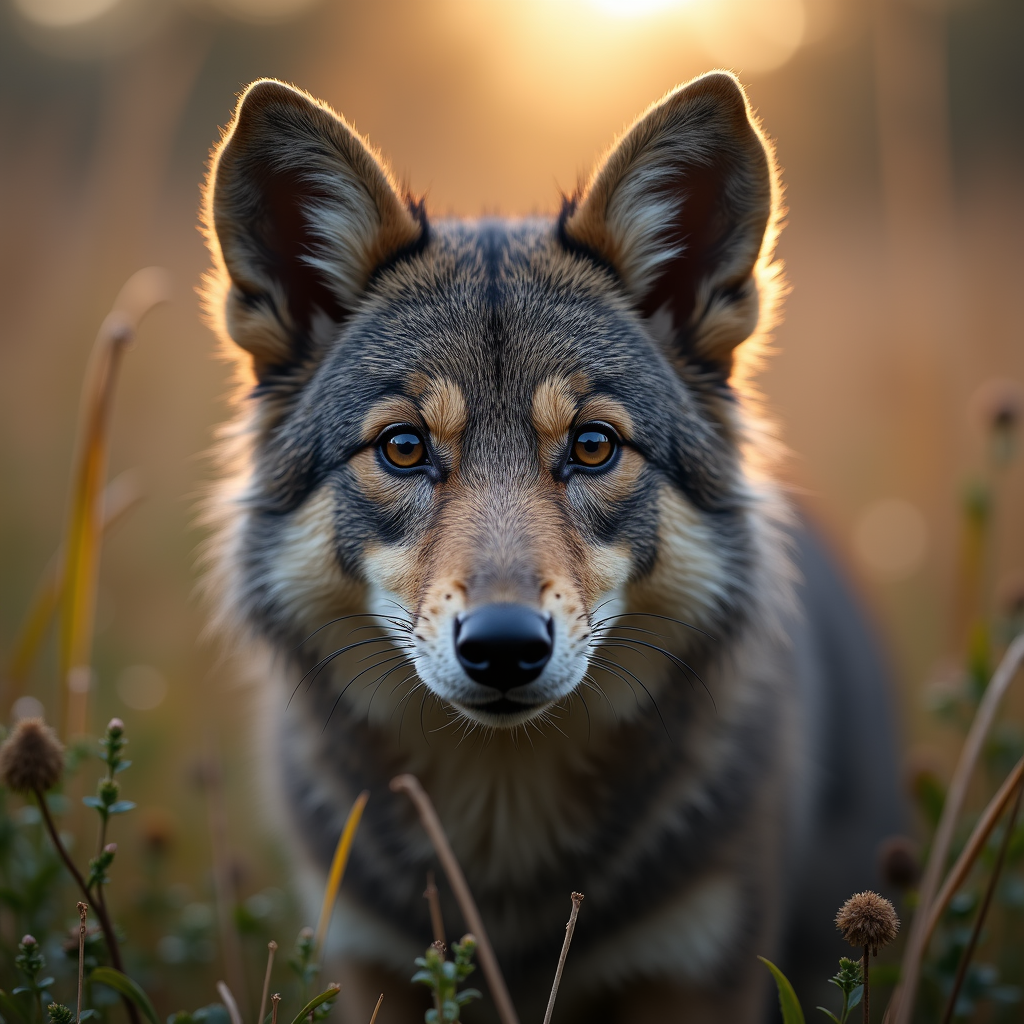 A photorealistic portrait of a Cesky Fousek in its natural habitat
