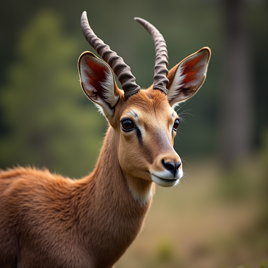 A photorealistic portrait of a Chamois in its natural habitat