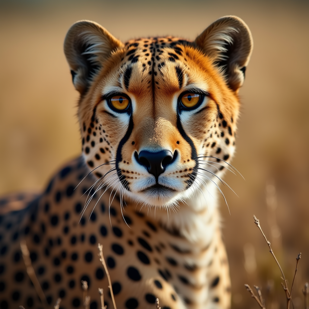 A photorealistic portrait of a Cheetah in its natural habitat