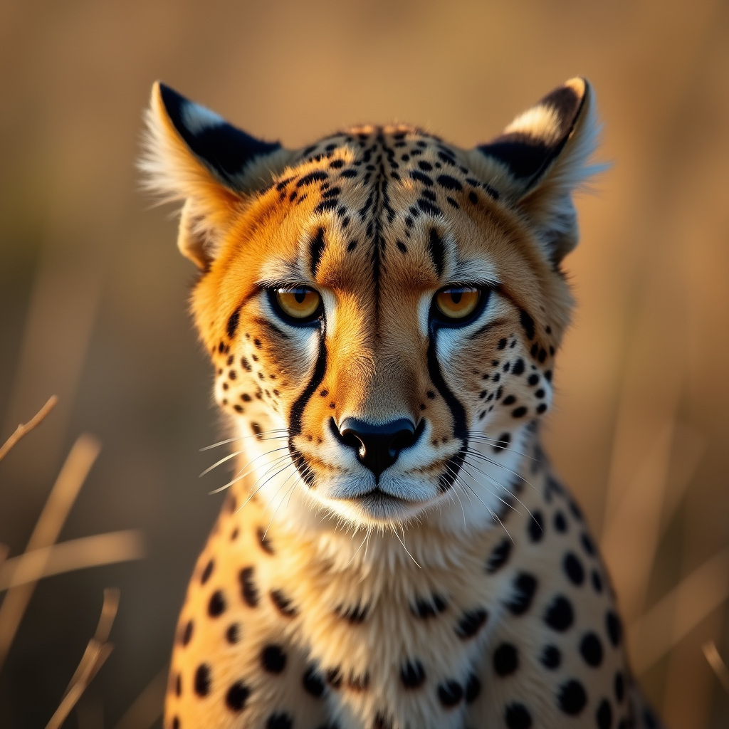 A photorealistic portrait of a Cheetah in its natural habitat