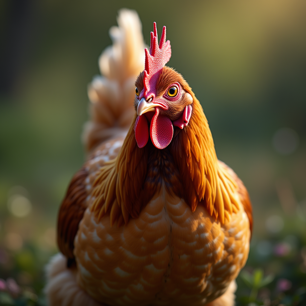 A photorealistic portrait of a Chicken in its natural habitat