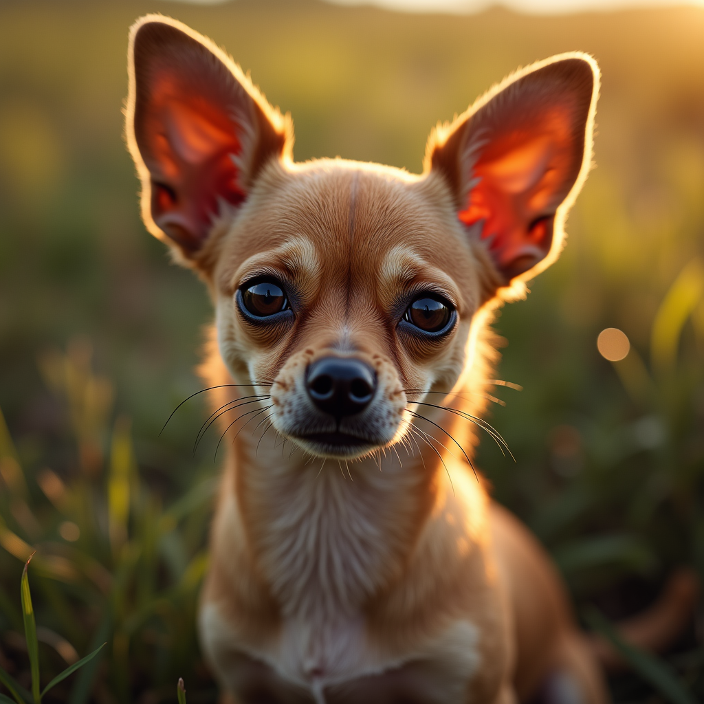 A photorealistic portrait of a Chihuahua in its natural habitat