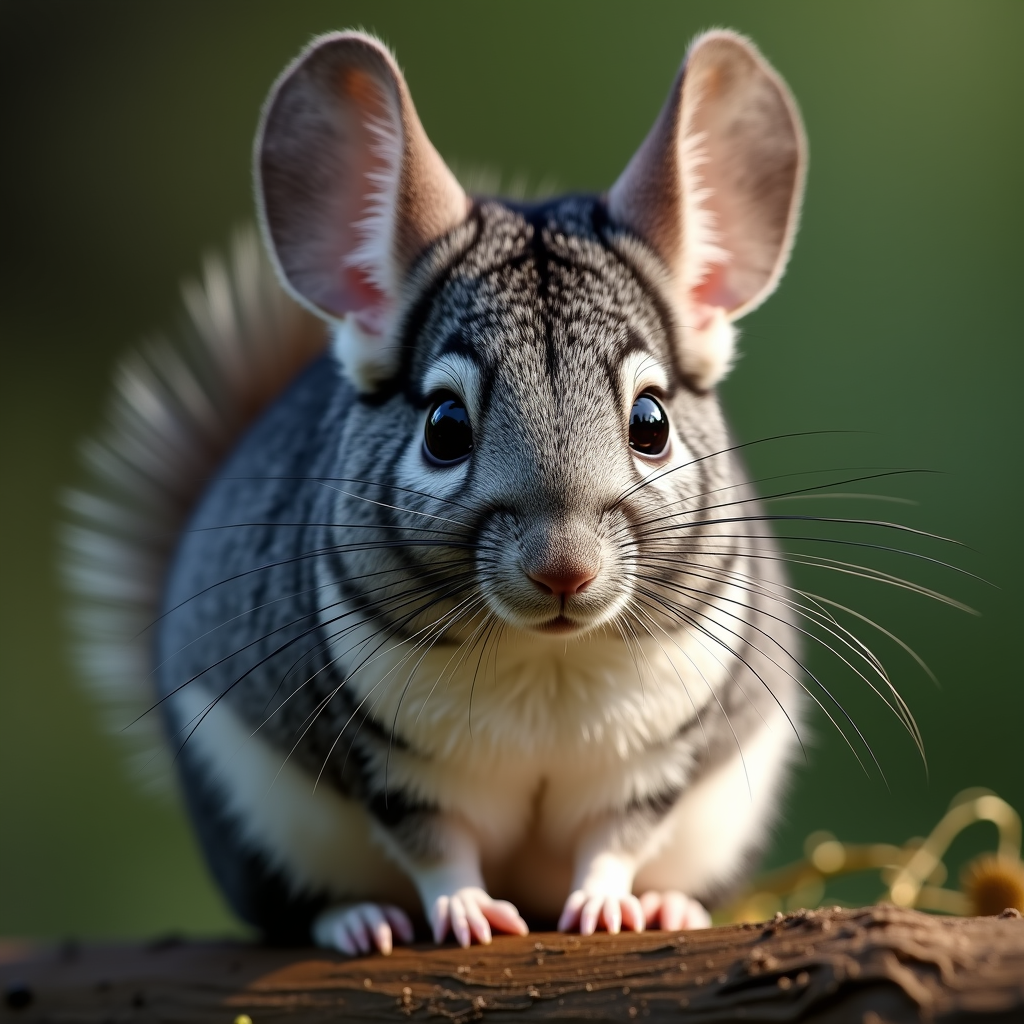 A photorealistic portrait of a Chinchilla in its natural habitat