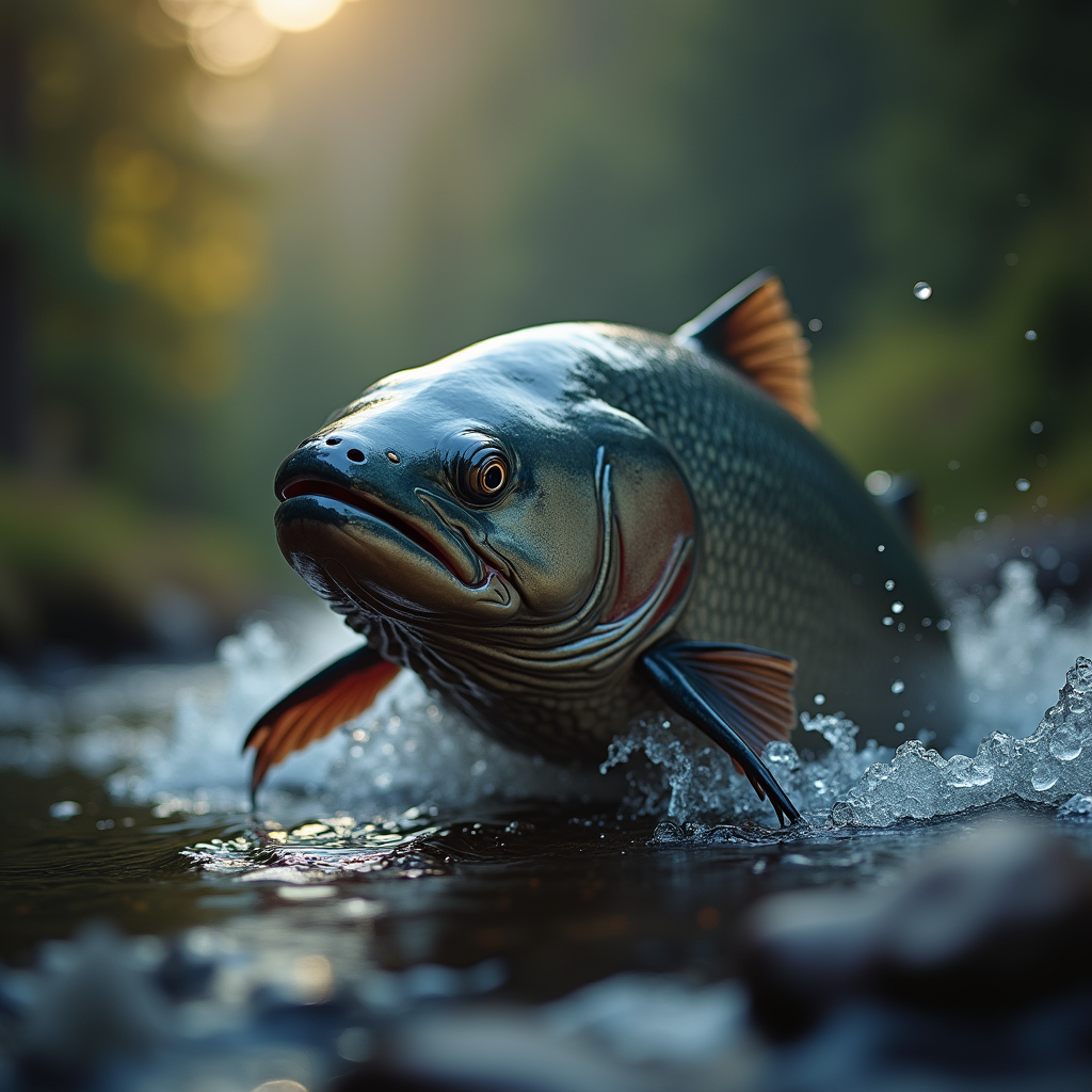A photorealistic portrait of a Chinook in its natural habitat