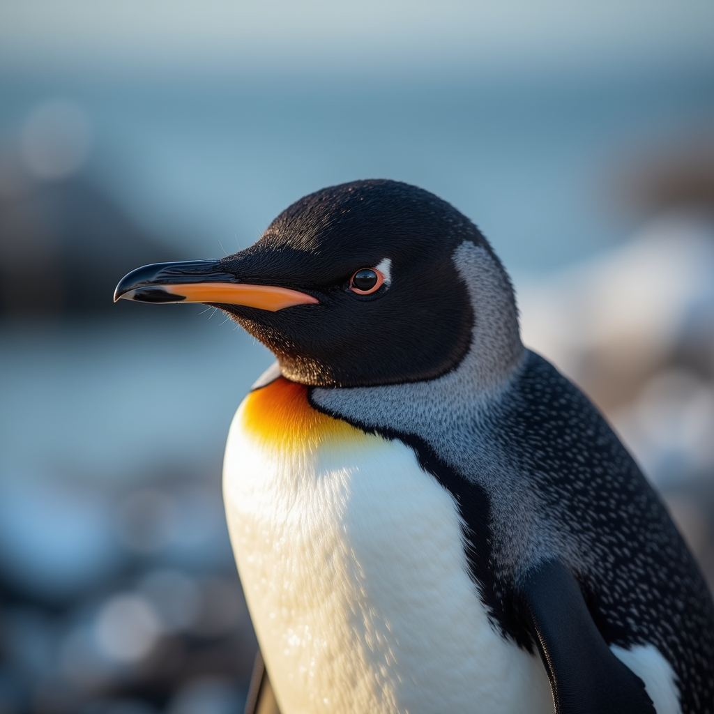 A photorealistic portrait of a Chinstrap Penguin in its natural habitat