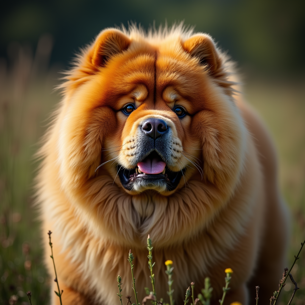 A photorealistic portrait of a Chow Chow in its natural habitat