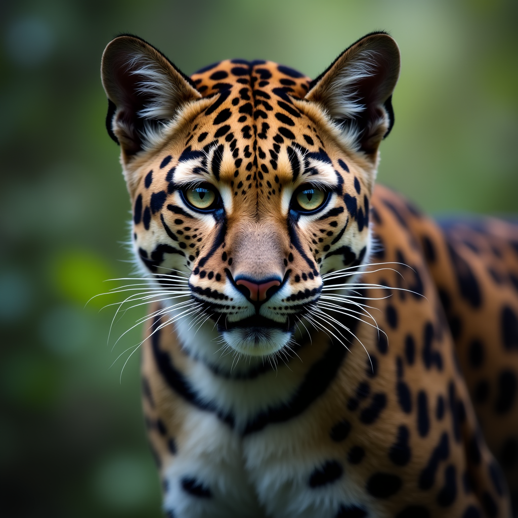 A photorealistic portrait of a Clouded Leopard in its natural habitat