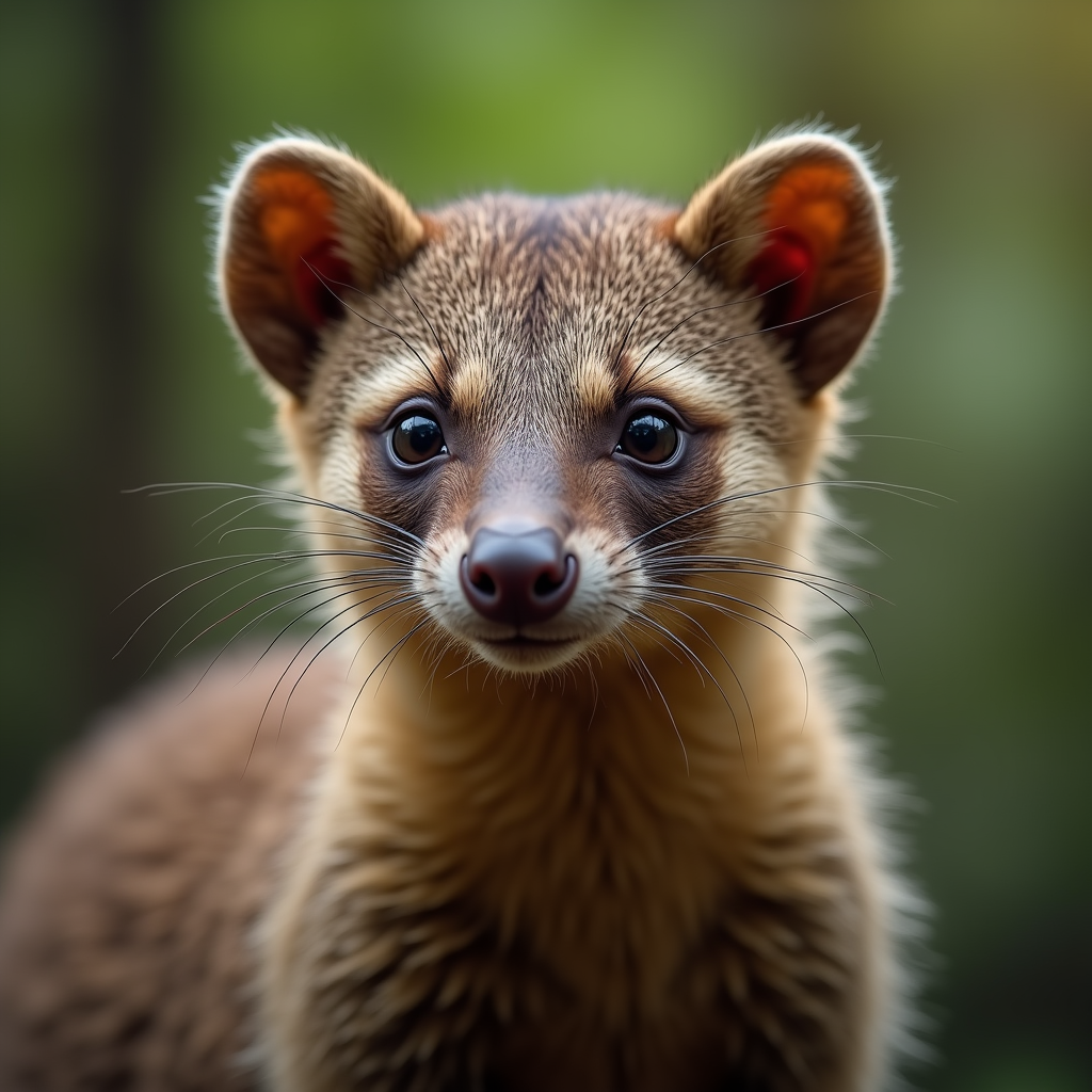 A photorealistic portrait of a Coati in its natural habitat