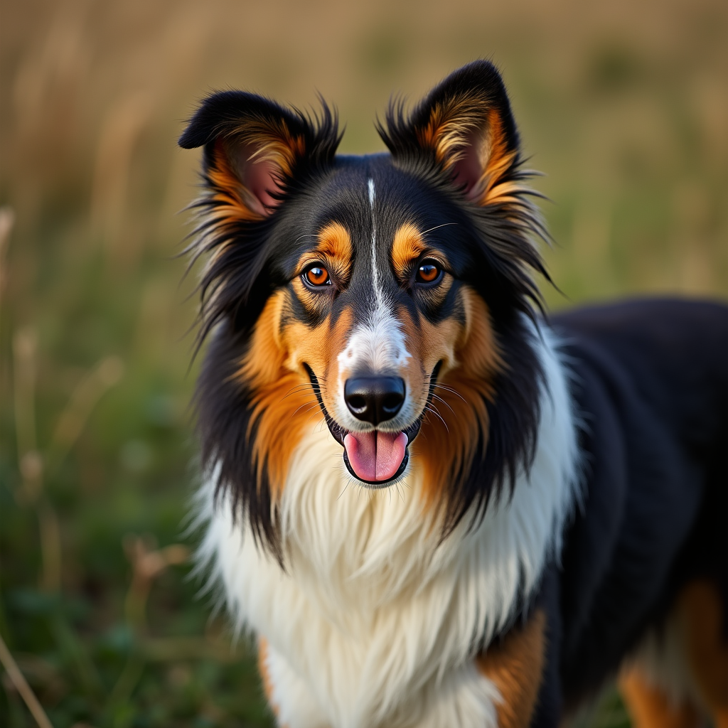 A photorealistic portrait of a Collie in its natural habitat