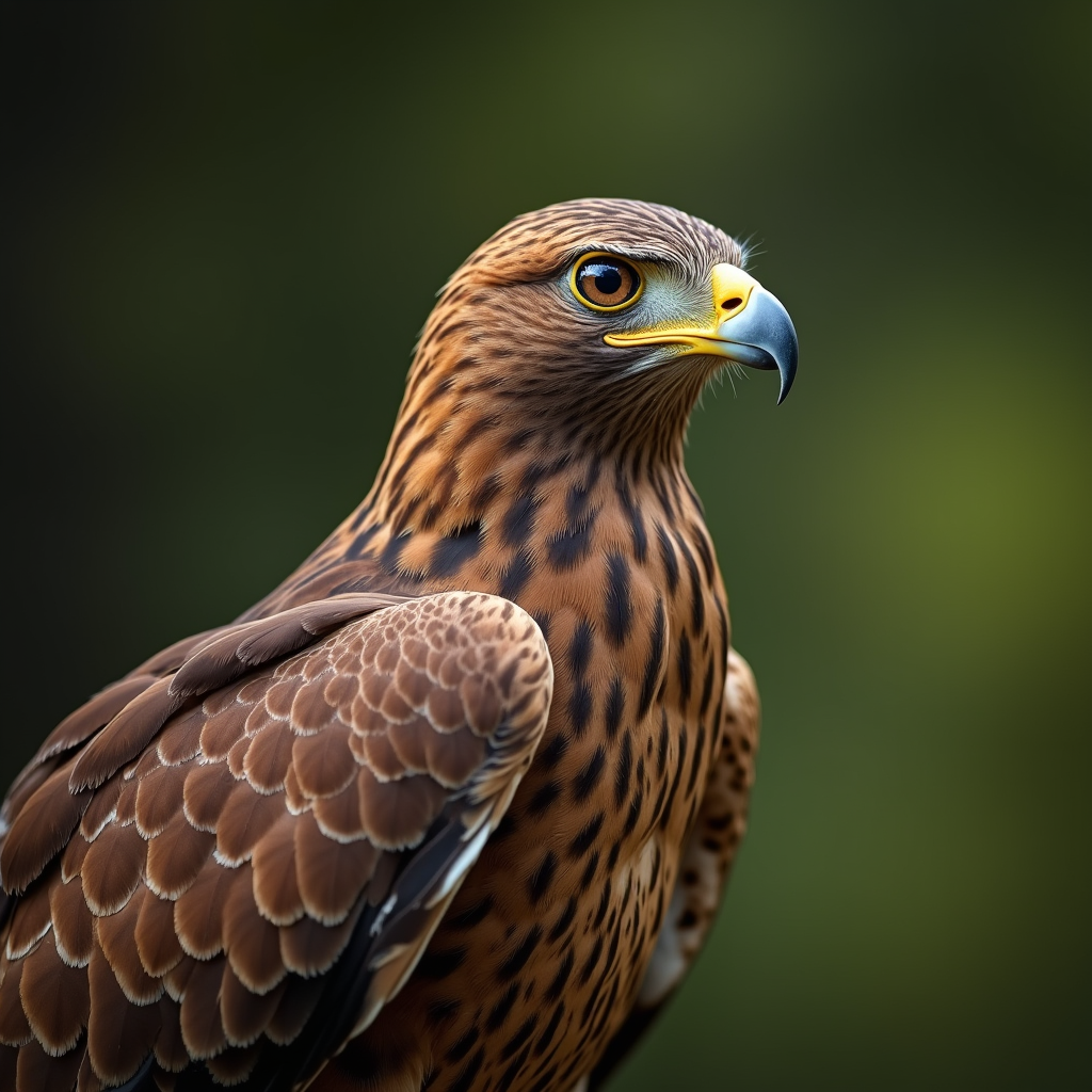 A photorealistic portrait of a Common Buzzard in its natural habitat