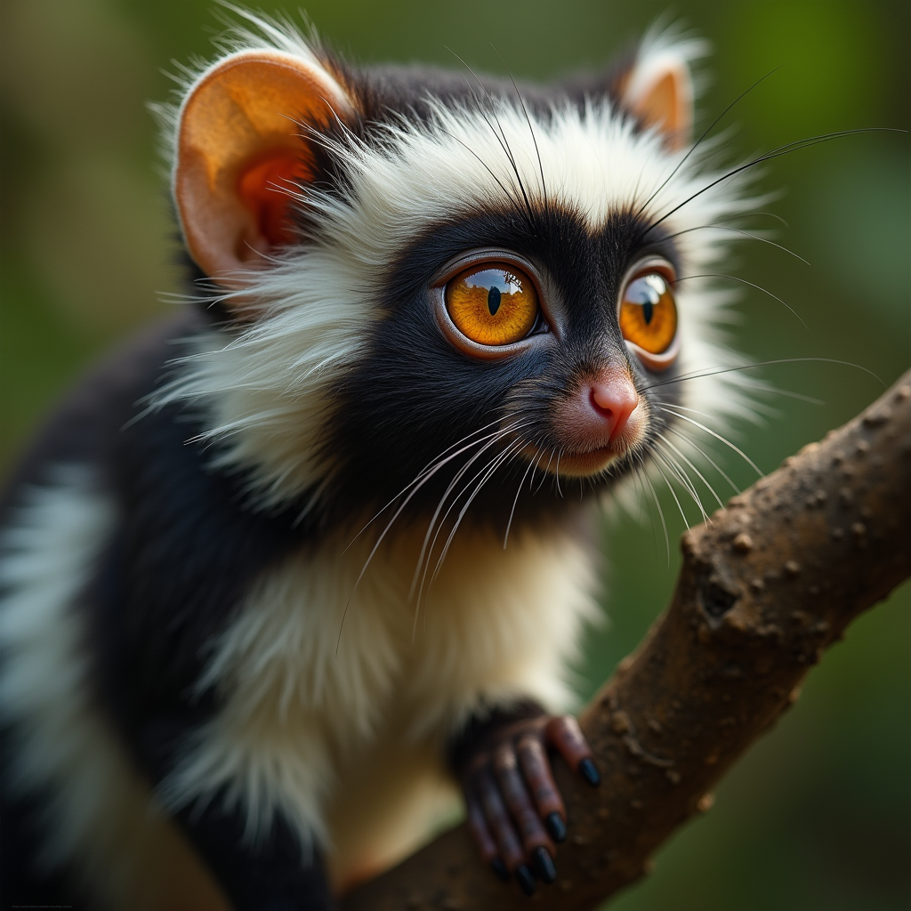 A photorealistic portrait of a Cottontop Tamarin in its natural habitat