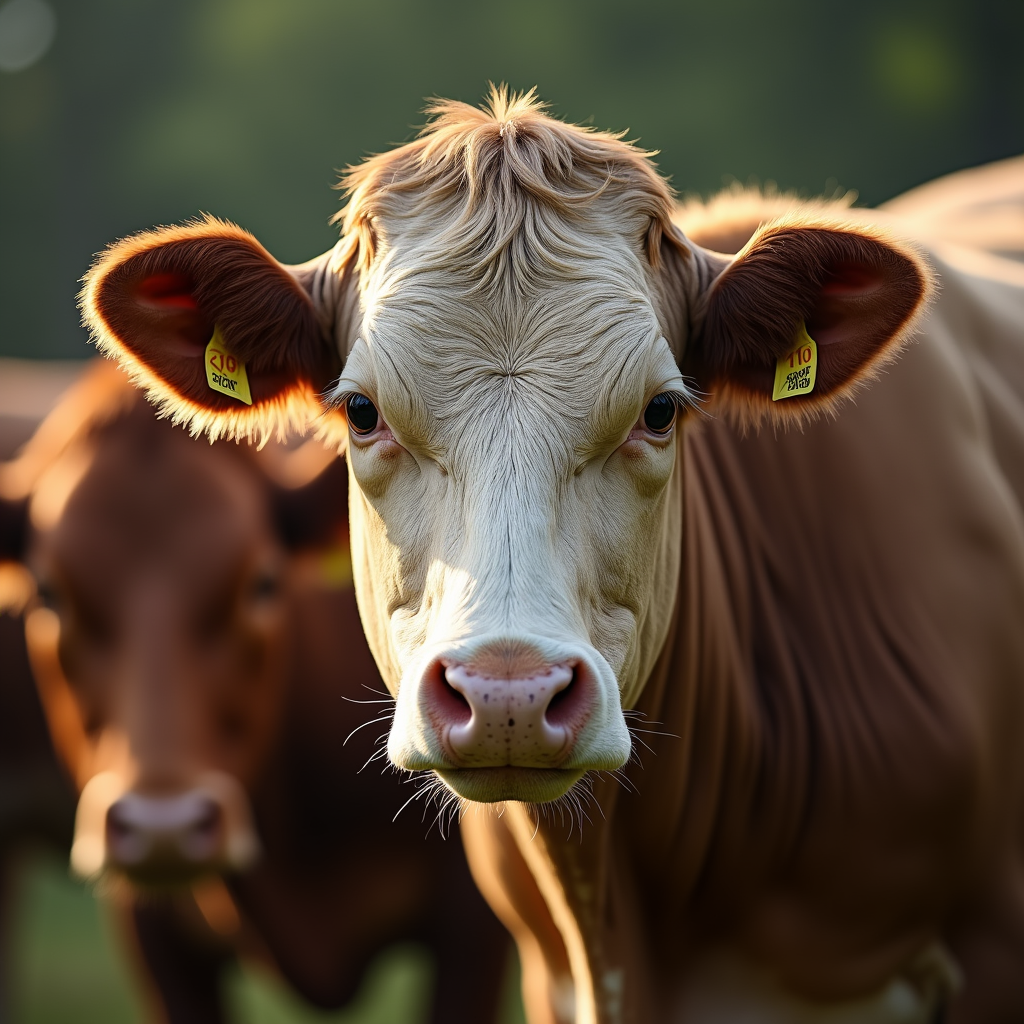 A photorealistic portrait of a Cow in its natural habitat