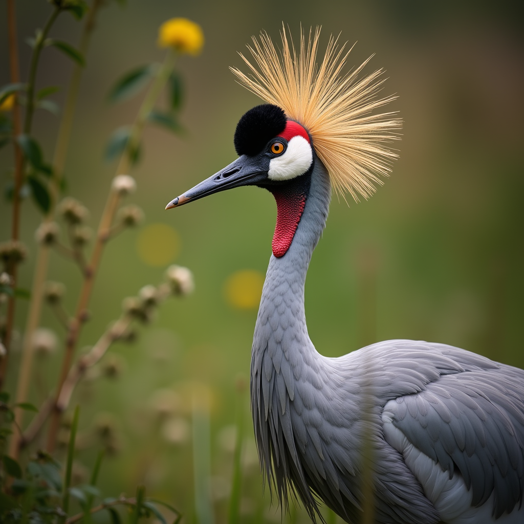 A photorealistic portrait of a Crane in its natural habitat