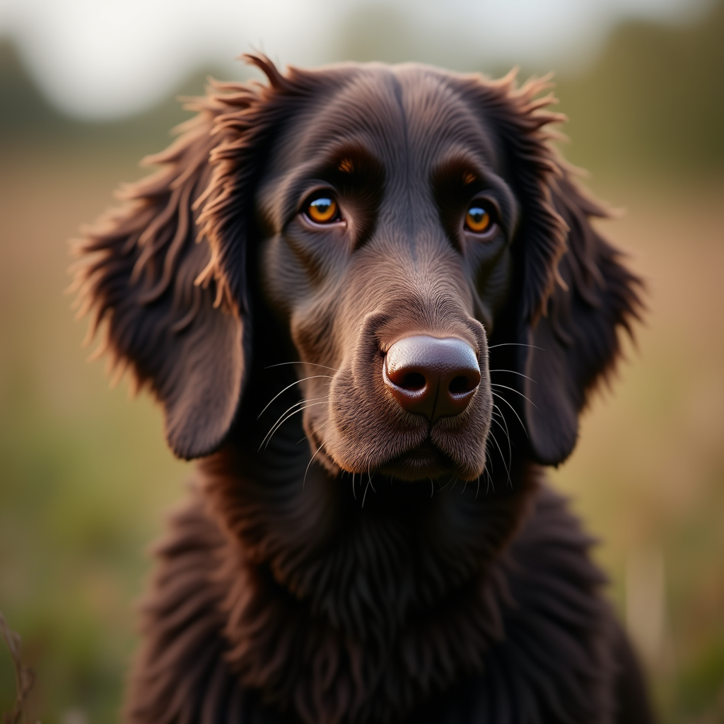 A photorealistic portrait of a Curly Coated Retriever in its natural habitat