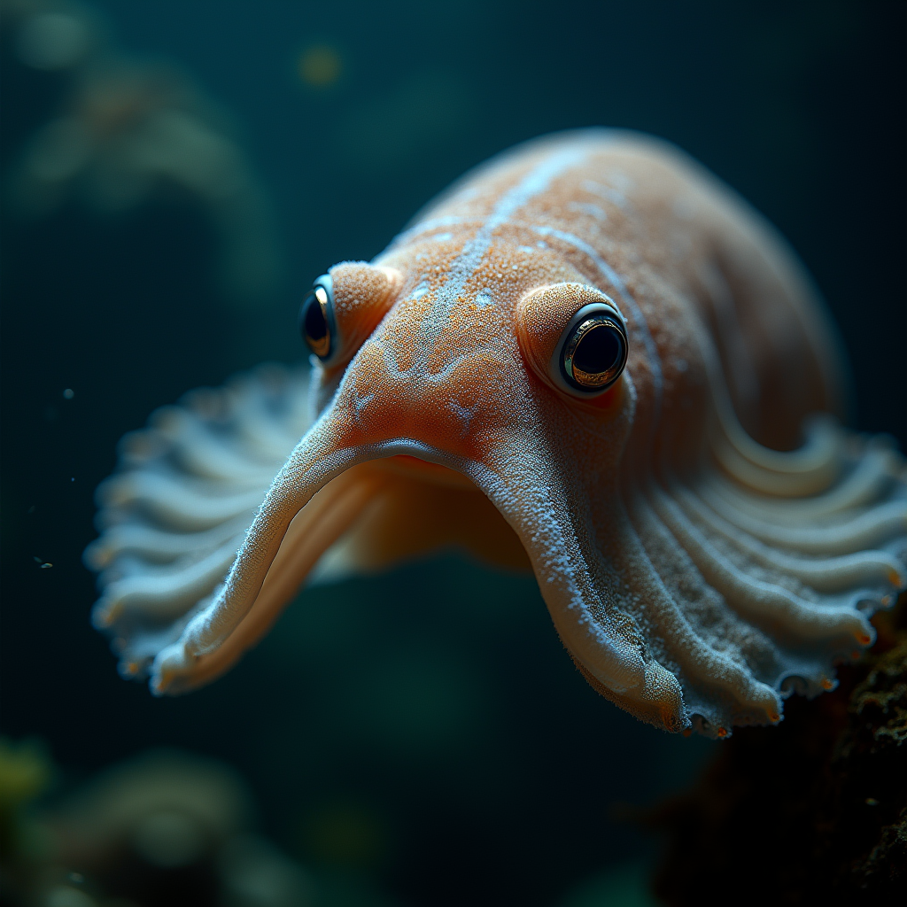 A photorealistic portrait of a Cuttlefish in its natural habitat