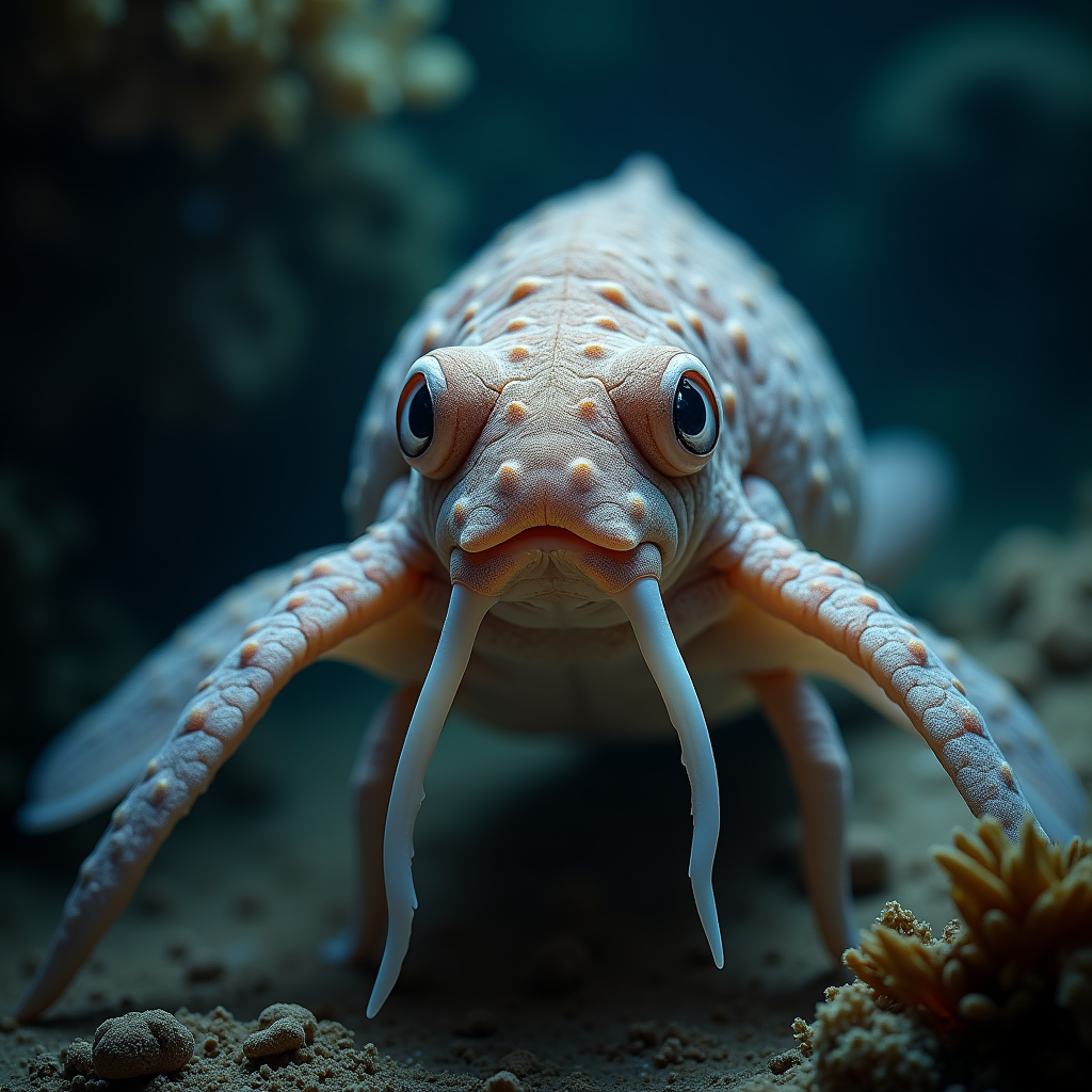 A photorealistic portrait of a Cuttlefish in its natural habitat