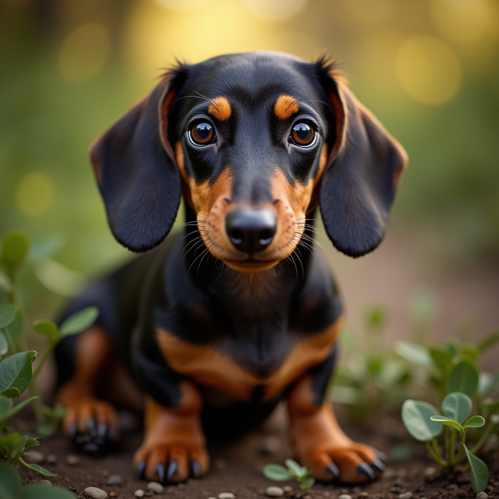 A photorealistic portrait of a Dachshund in its natural habitat