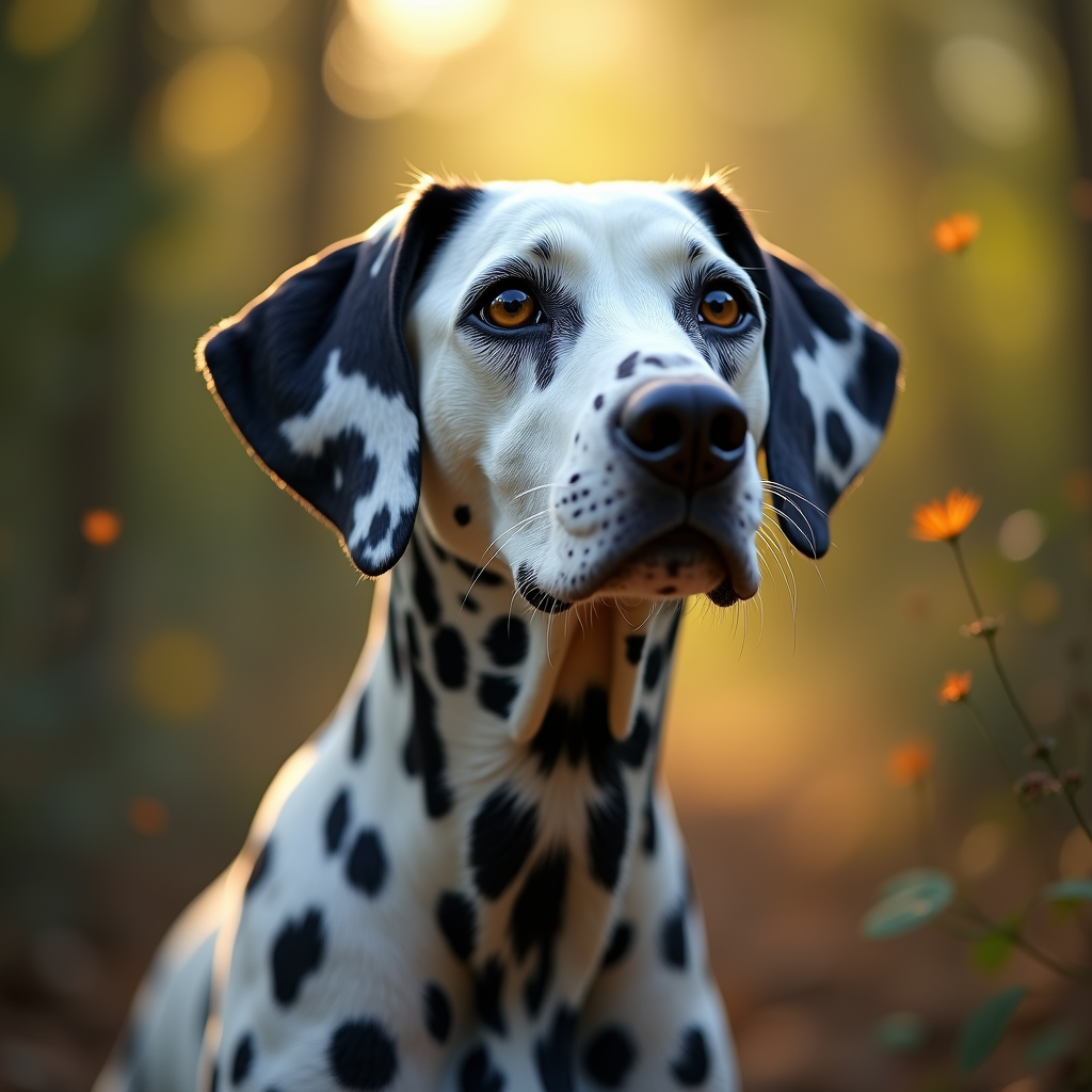 A photorealistic portrait of a Dalmatian in its natural habitat