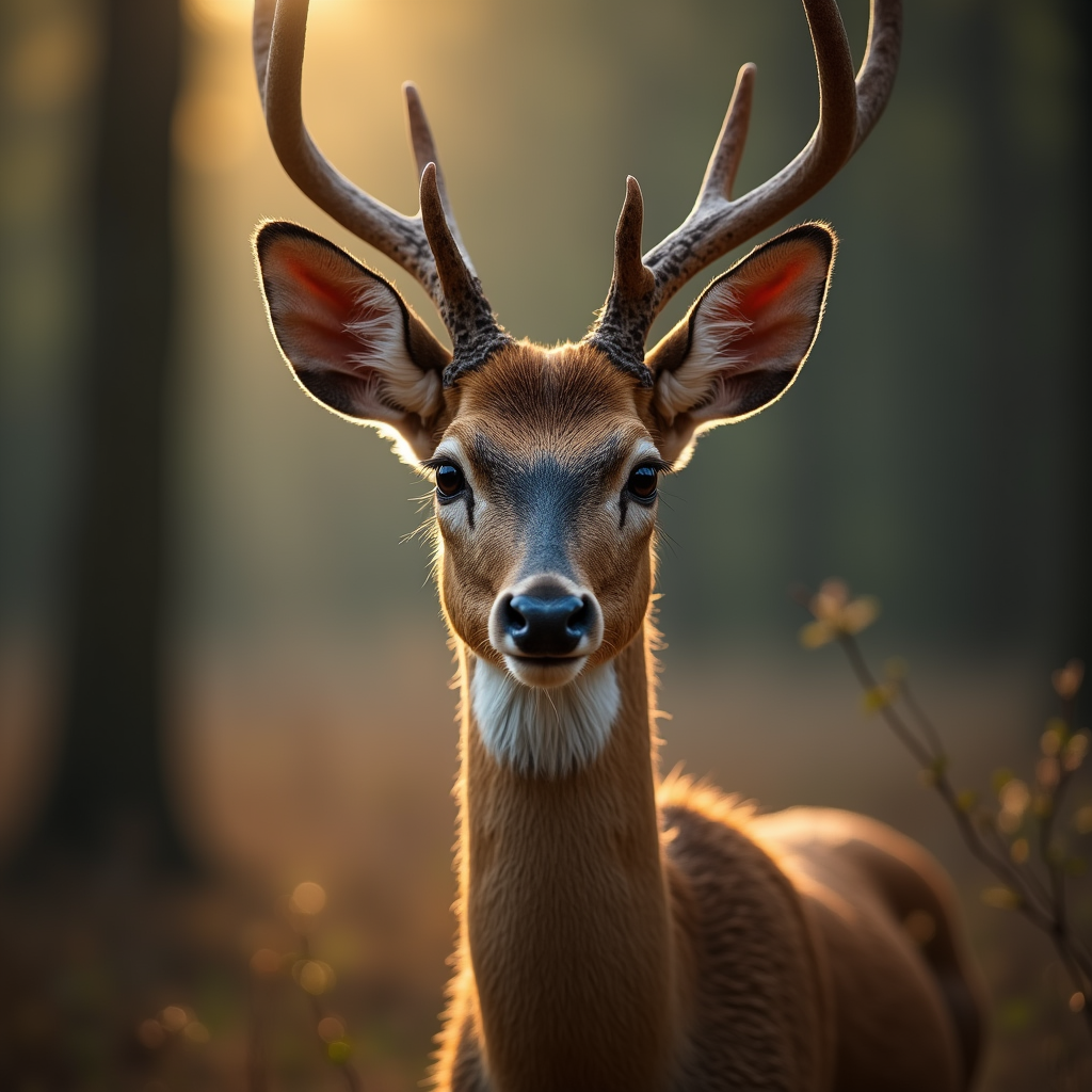 A photorealistic portrait of a Deer in its natural habitat
