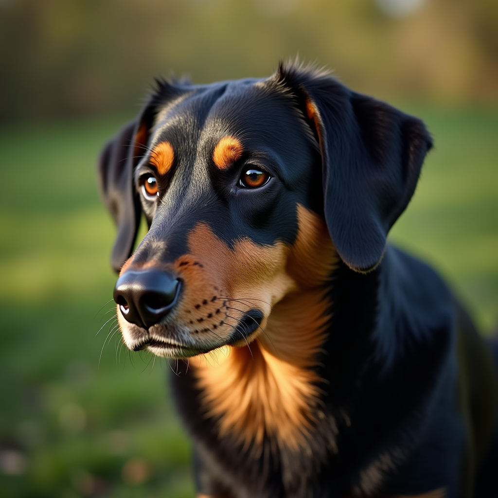 A photorealistic portrait of a Deutsche Bracke in its natural habitat