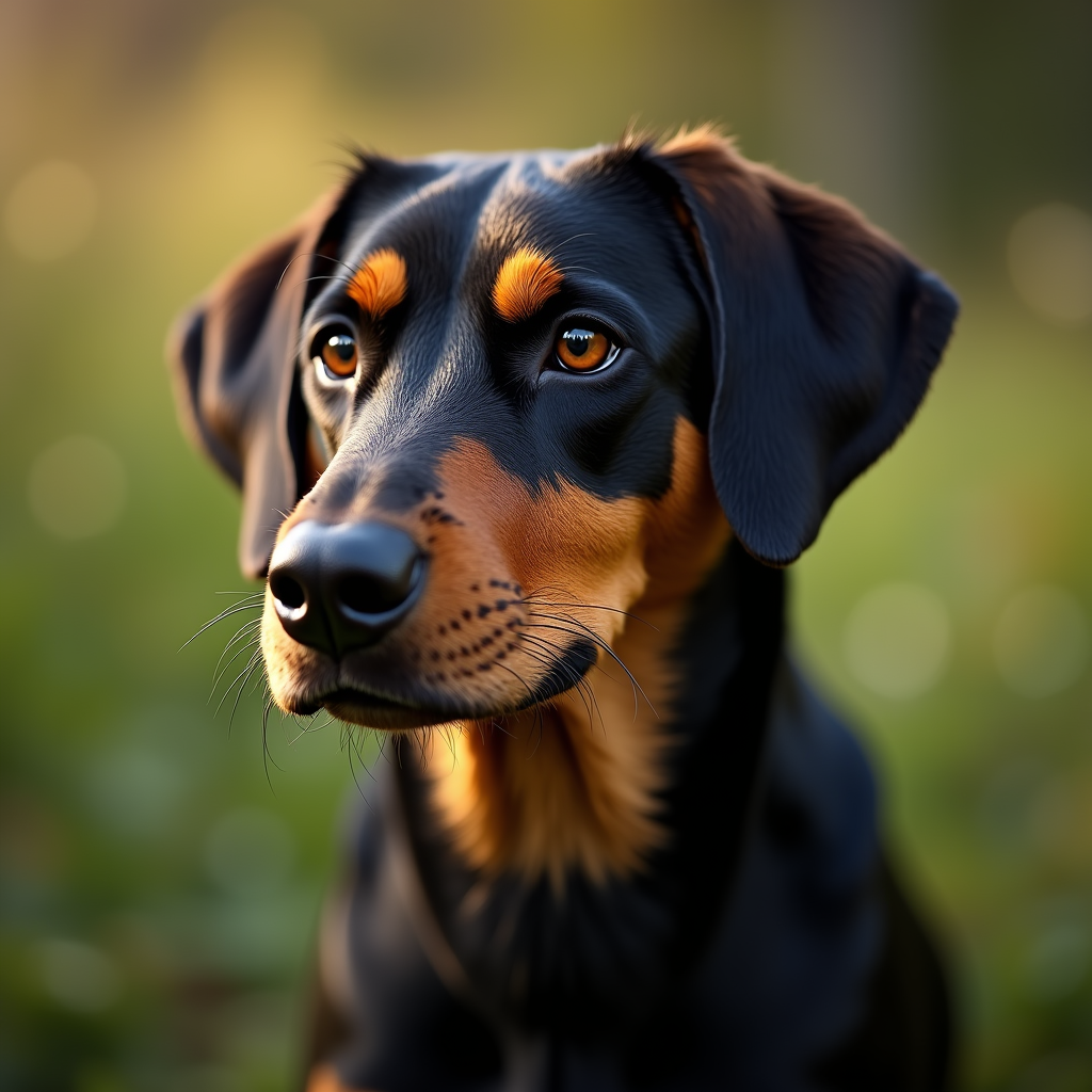 A photorealistic portrait of a Deutsche Bracke in its natural habitat