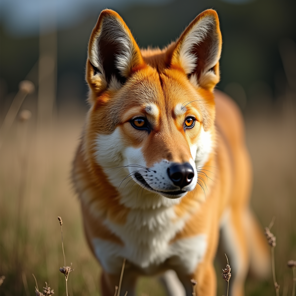 A photorealistic portrait of a Dingo in its natural habitat