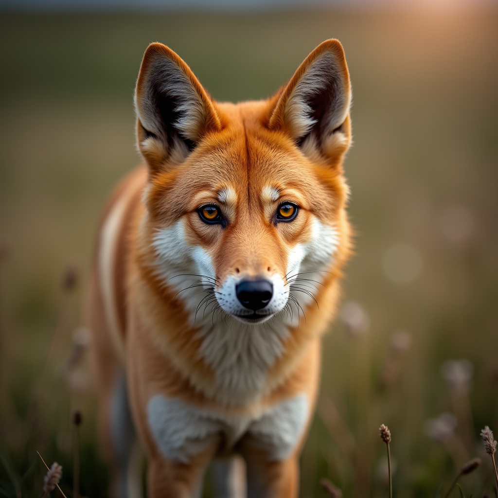 A photorealistic portrait of a Dingo in its natural habitat