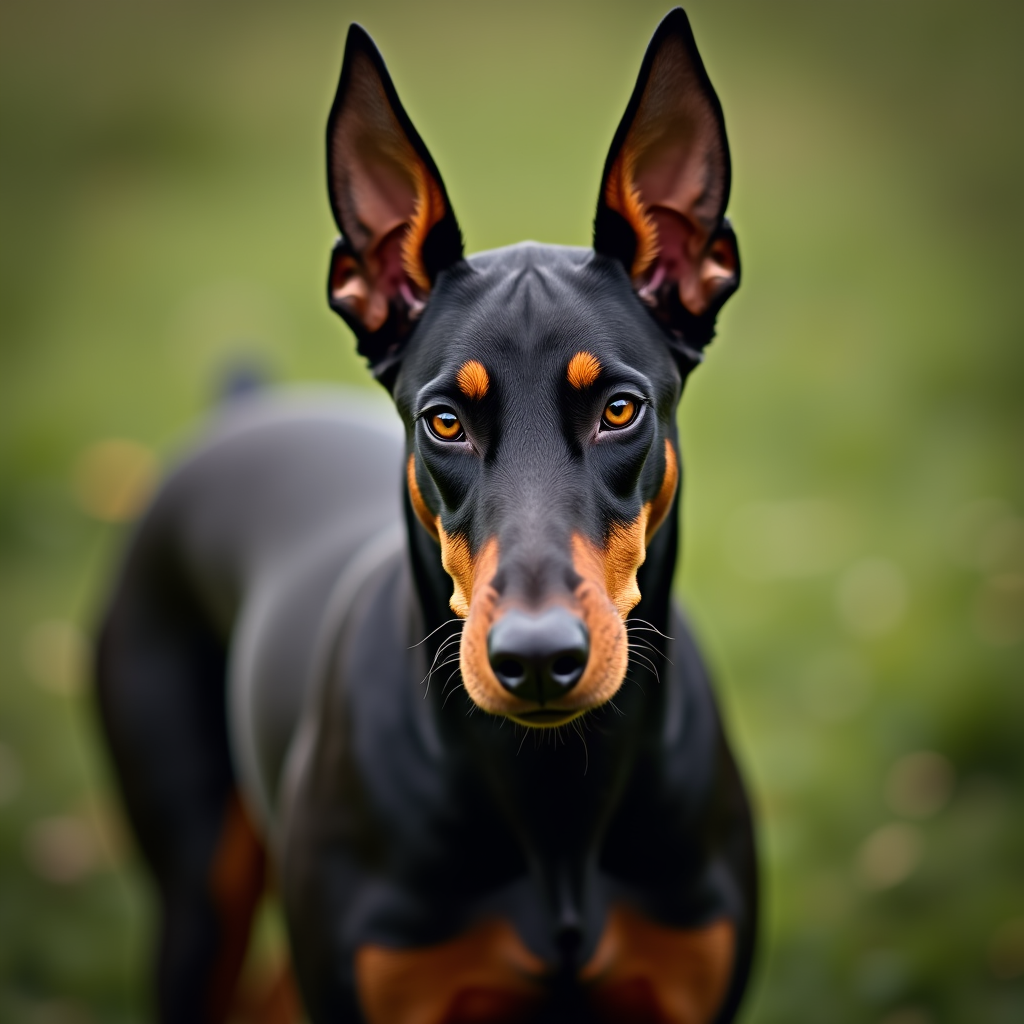 A photorealistic portrait of a Doberman Pinscher in its natural habitat