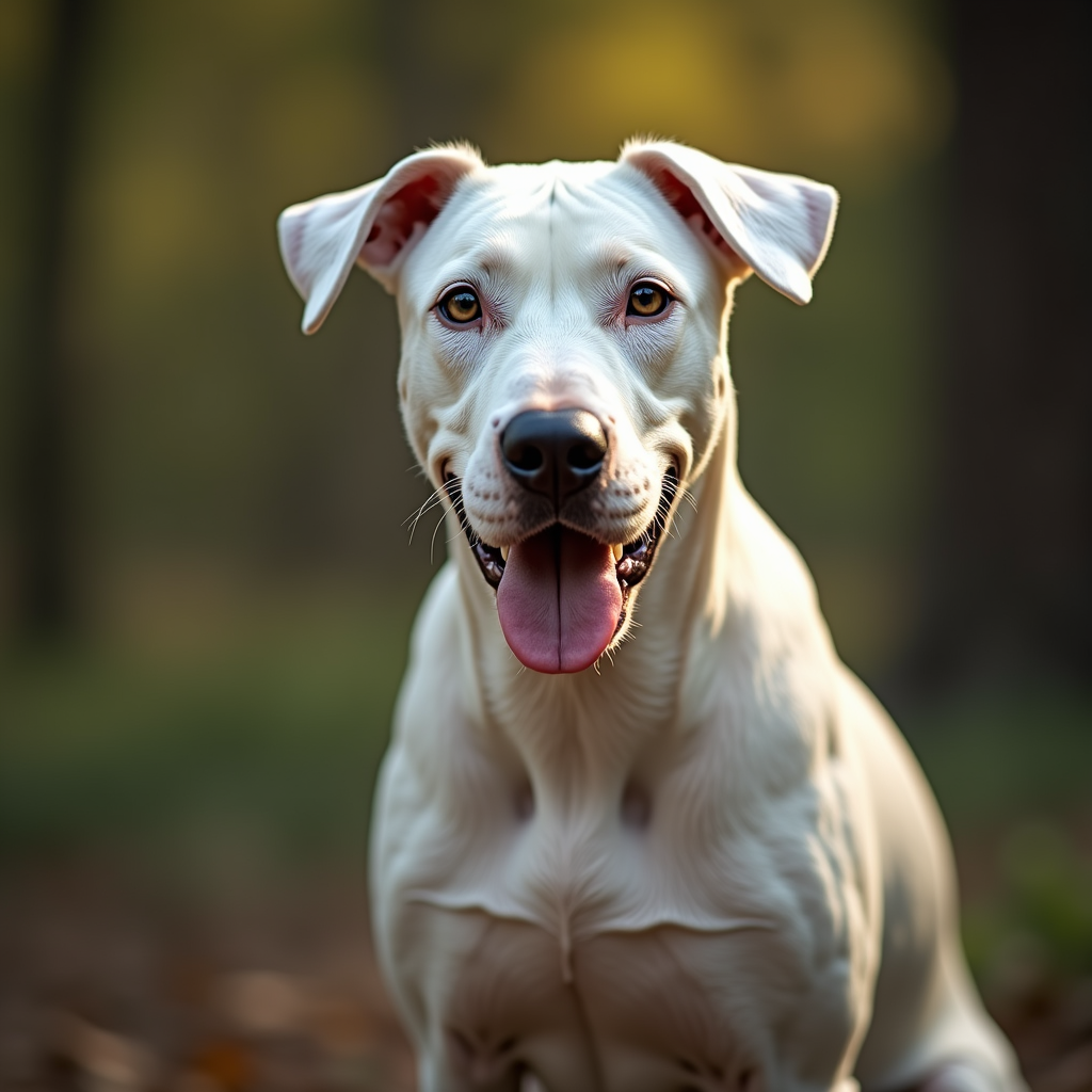 A photorealistic portrait of a Dogo Argentino in its natural habitat