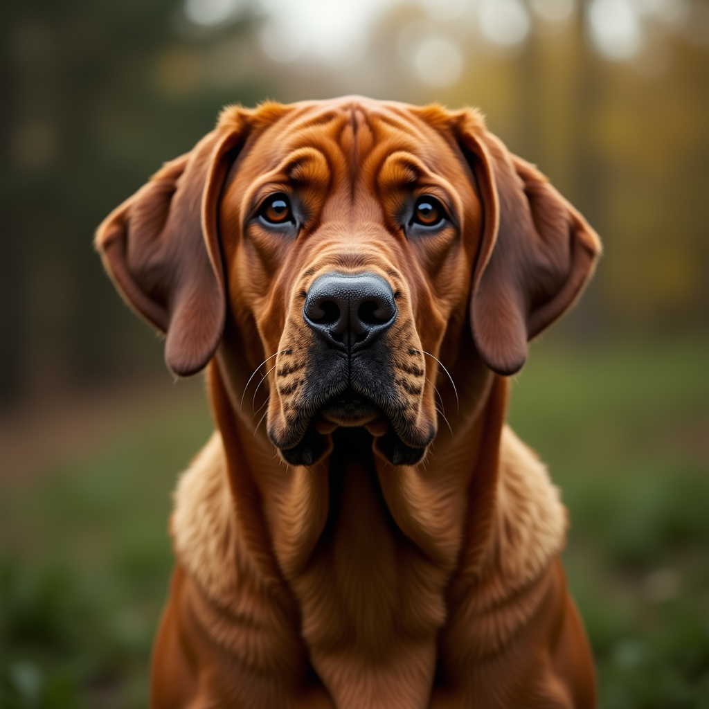 A photorealistic portrait of a Dogue De Bordeaux in its natural habitat
