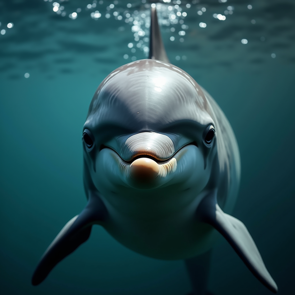 A photorealistic portrait of a Dolphin in its natural habitat